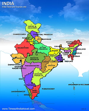 Colorful Political Map of India Showing States and Union Territories HD phone wallpaper