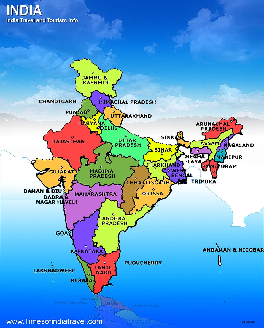 Colorful Political Map of India Showing States and Union Territories HD phone wallpaper