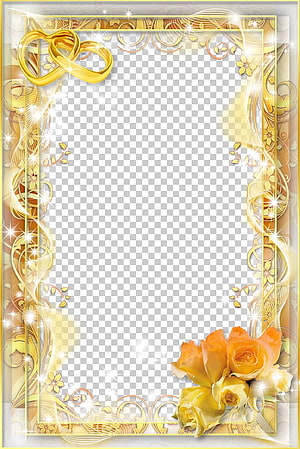 Elegant Gold Wedding Invitation Frame With Rings And Roses HD phone wallpaper