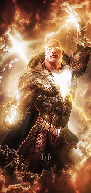 Black Adam Channeling Lightning Power in Dramatic Cinematic Poster Art HD phone wallpaper