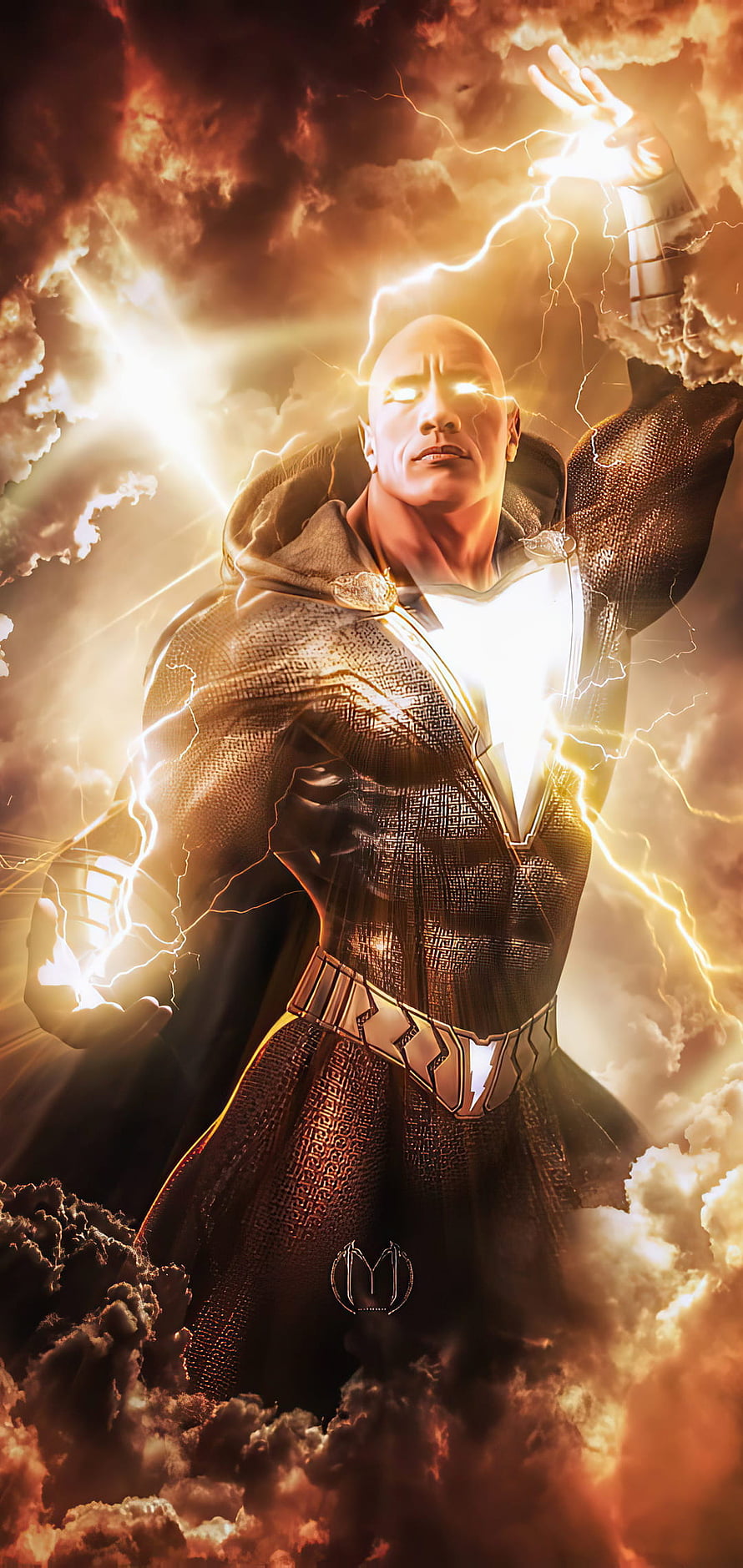 Black Adam Channeling Lightning Power in Dramatic Cinematic Poster Art HD phone wallpaper