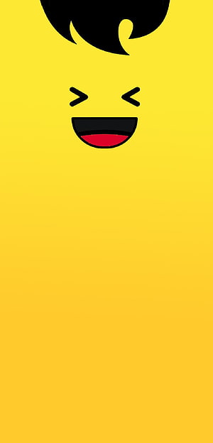Minimalist Yellow Gradient Face with Closed Eyes and Open Smile HD phone wallpaper