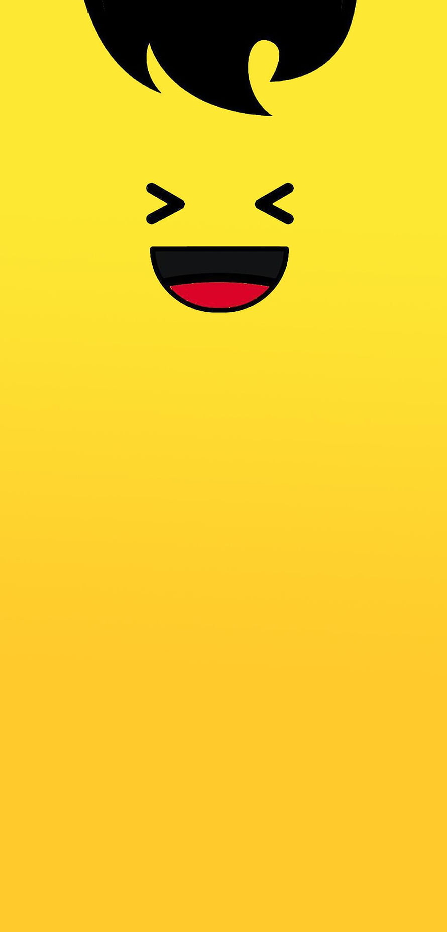 Minimalist Yellow Gradient Face with Closed Eyes and Open Smile HD phone wallpaper