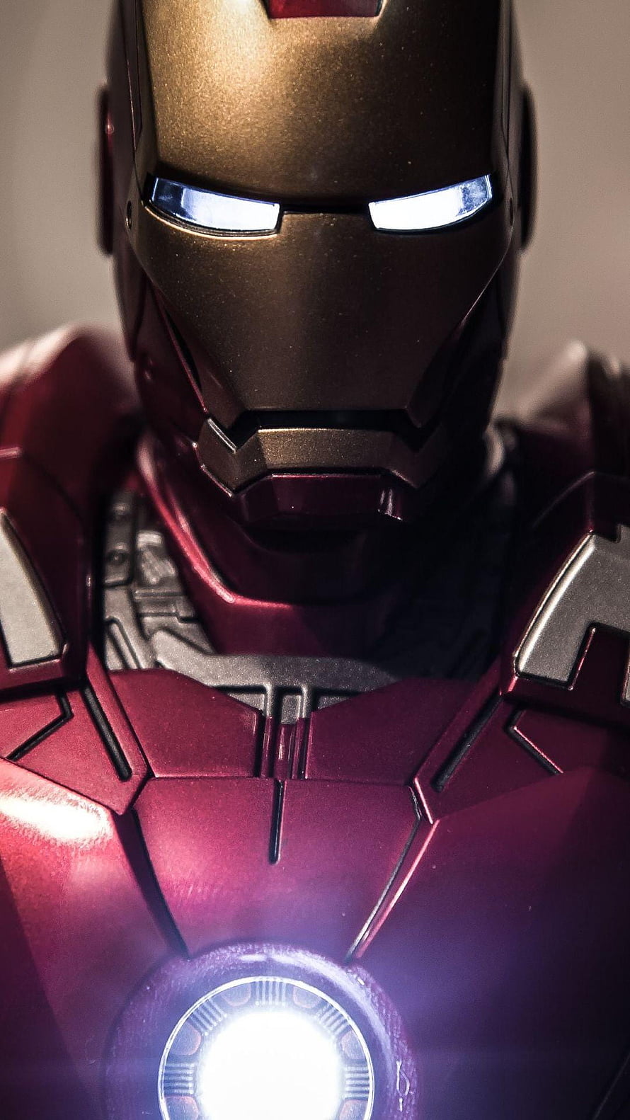 Iron Man Close-Up Portrait with Glowing Arc Reactor and Illuminated Eyes, Iron Man Portrait Mobile, iron man for mobile HD phone wallpaper