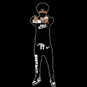 Male Avatar in Black Nike Streetwear Holding Phone on Black Background HD phone wallpaper