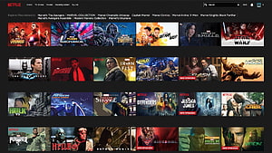 Netflix Interface Displaying Marvel Cinematic Universe and DC Superhero Series Grid HD wallpaper