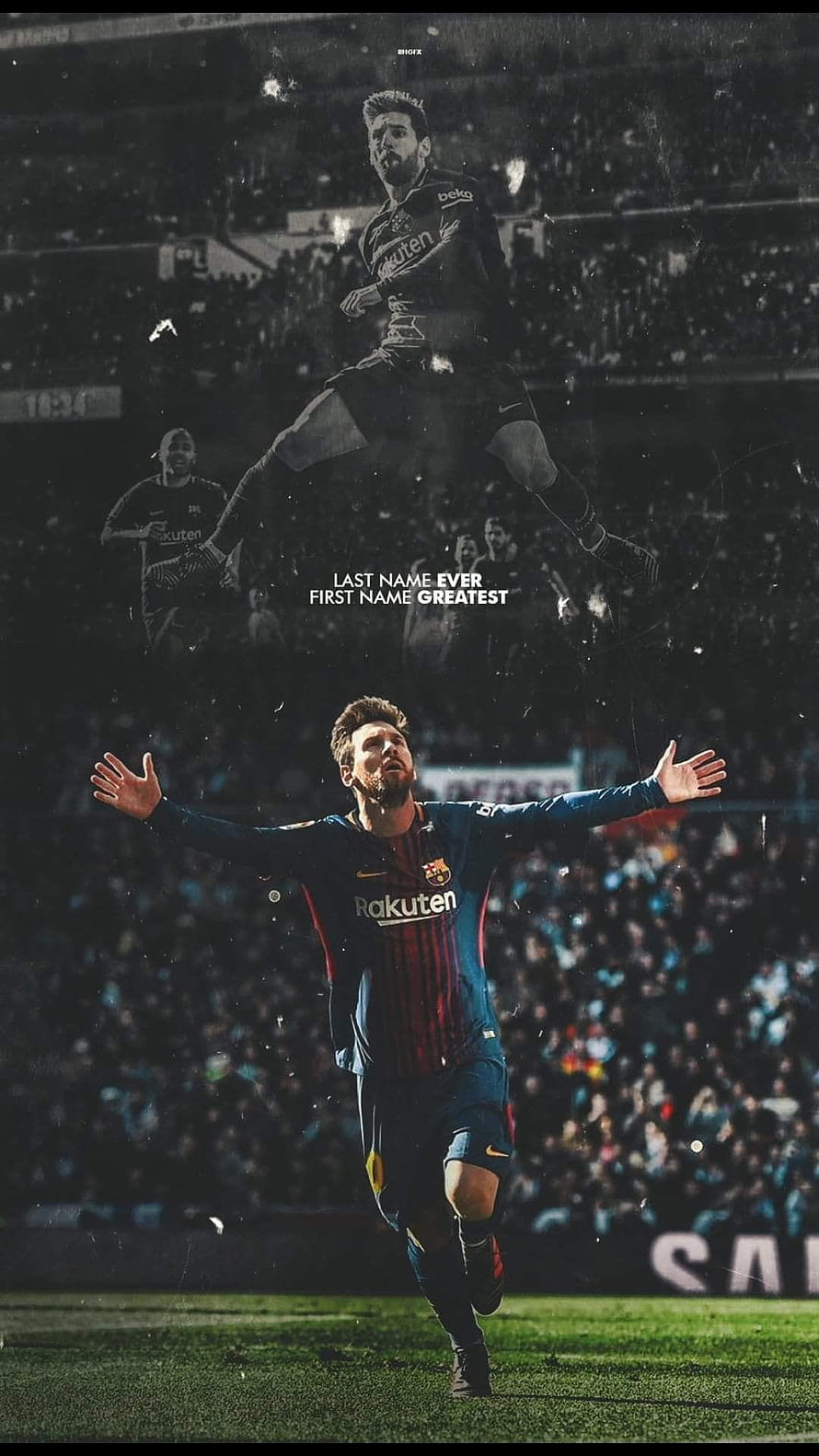 Lionel Messi Celebrating in FC Barcelona Kit with Greatest Quote HD phone wallpaper