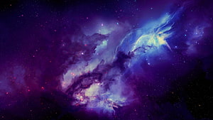 Vivid Purple and Blue Nebula Clouds in Deep Space with Scattered Stars HD wallpaper