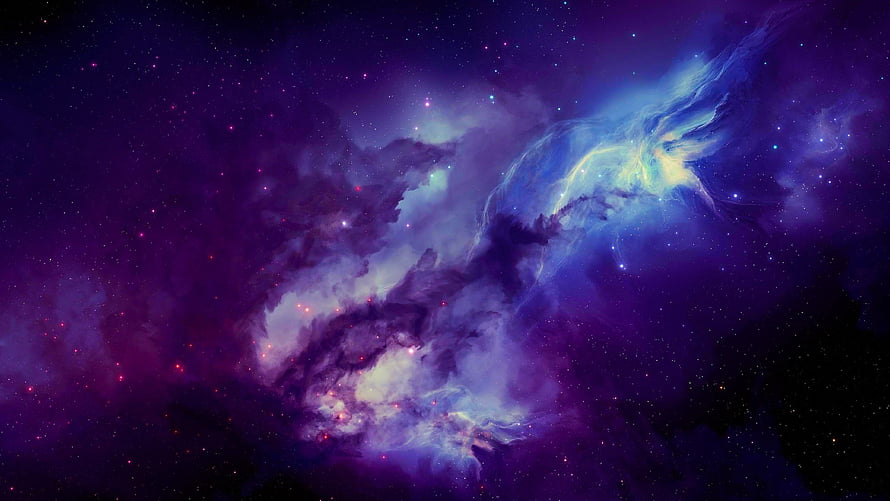 Vivid Purple and Blue Nebula Clouds in Deep Space with Scattered Stars HD wallpaper