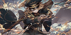 Youjo Senki Anime Character in Military Uniform with Rifle and Dynamic Action Effects HD wallpaper