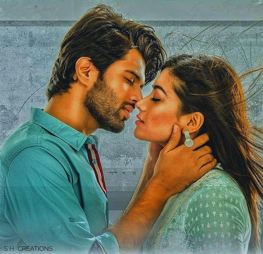 Vijay Devarakonda and Rashmika Mandanna in an intimate romantic close-up HD wallpaper