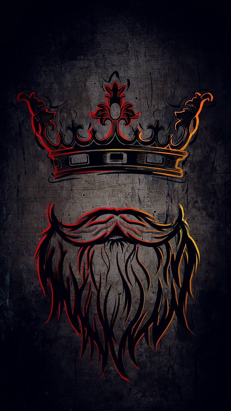 Stylized King Crown and Beard Illustration on Dark Grunge Background HD phone wallpaper