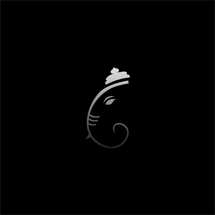 Minimalist Silver Ganesha Head Silhouette on Black Background HD phone wallpaper