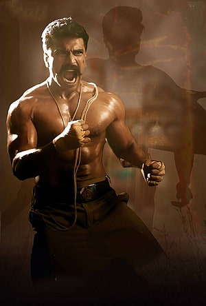 Rajinikanth in Kanguva Movie Poster, Muscular Action Hero with Rope HD phone wallpaper