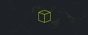 Neon Green Wireframe Cube on Dark Background with Geometric Network Lines HD wallpaper