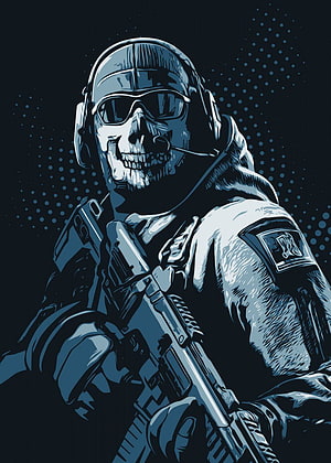 Ghost Skull Soldier from Call of Duty Ghosts in Tactical Gear Holding Rifle HD phone wallpaper