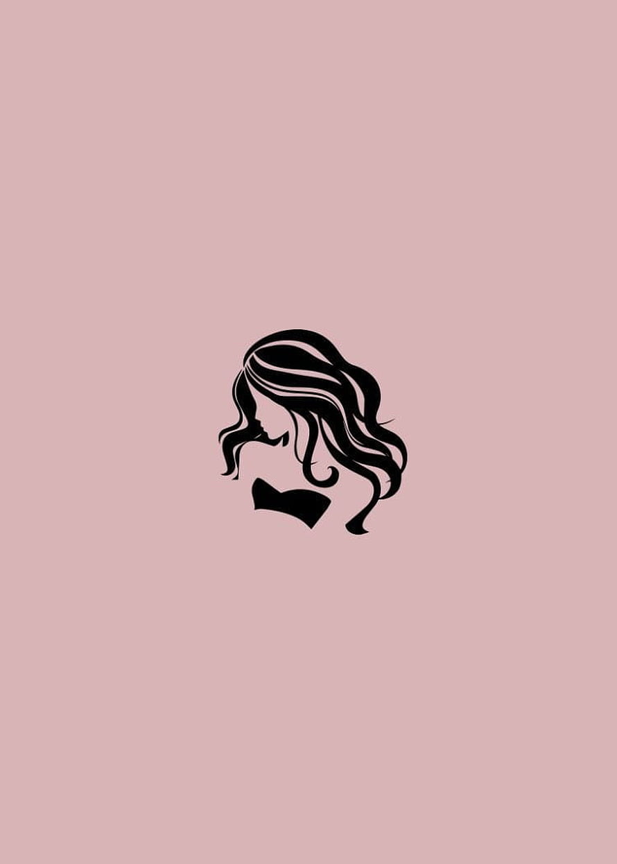 Minimalist Black Silhouette of a Woman with Flowing Hair on a Soft Pink Background, Instagram Logo, Instagram Story, Instagram Feed, Insta Icon, Girl, instagram girls HD phone wallpaper