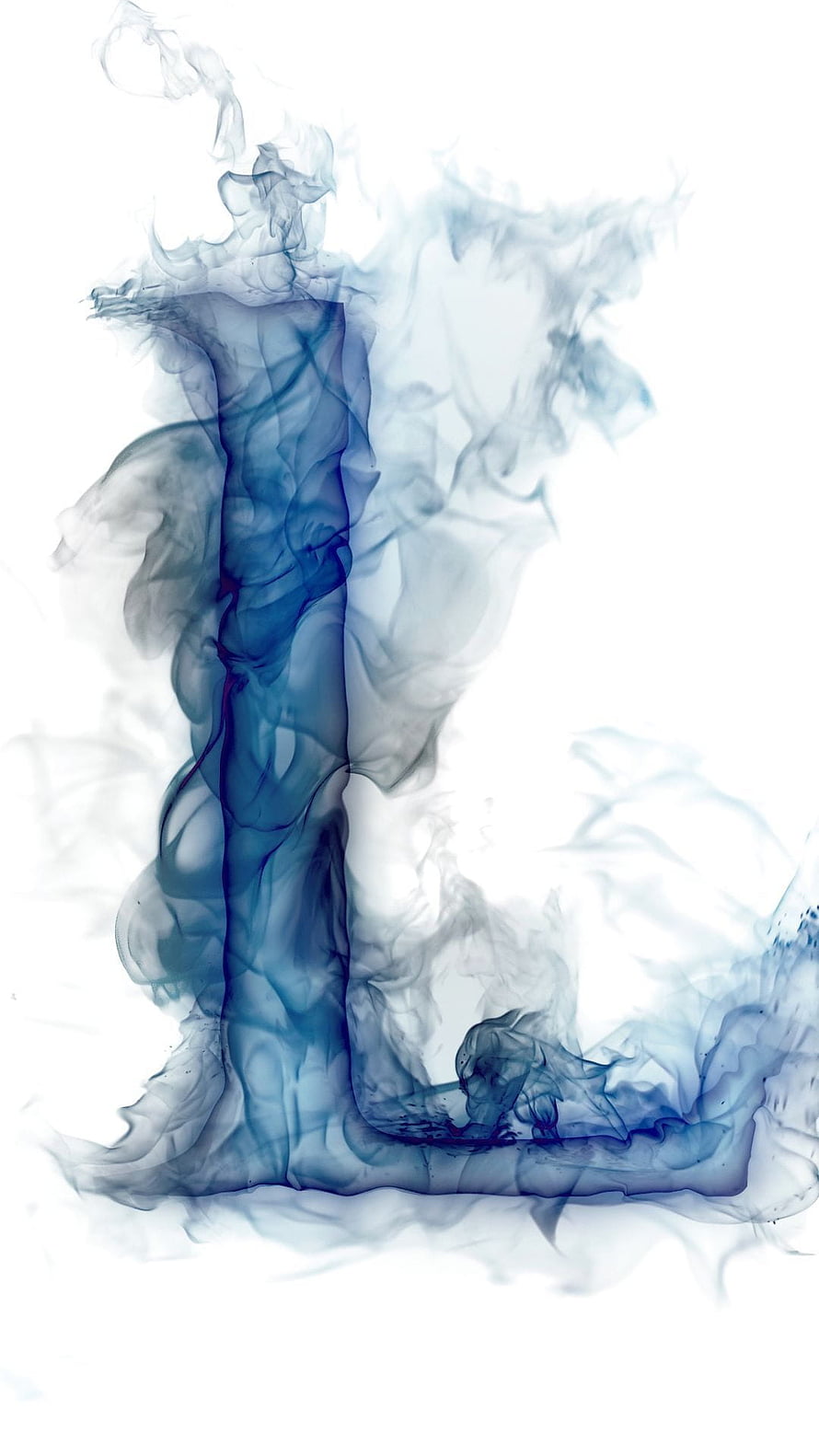 Elegant Blue Ink Letter L Diffusing in Water on White Background HD phone wallpaper