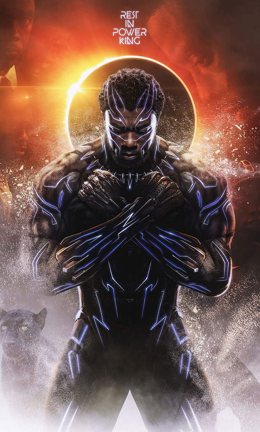 Black Panther Rest In Power King Tribute Wallpaper HD phone wallpaper