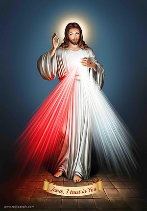 Divine Mercy Jesus Sacred Heart with Radiant Light and Trusting Prayer HD phone wallpaper