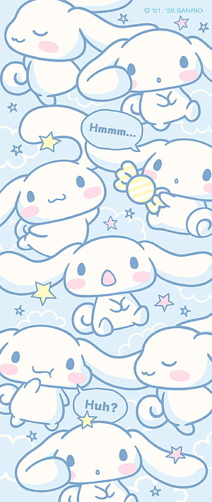 Cute Cinnamoroll Wallpaper with Blue Sky, Clouds, and Stars HD phone wallpaper