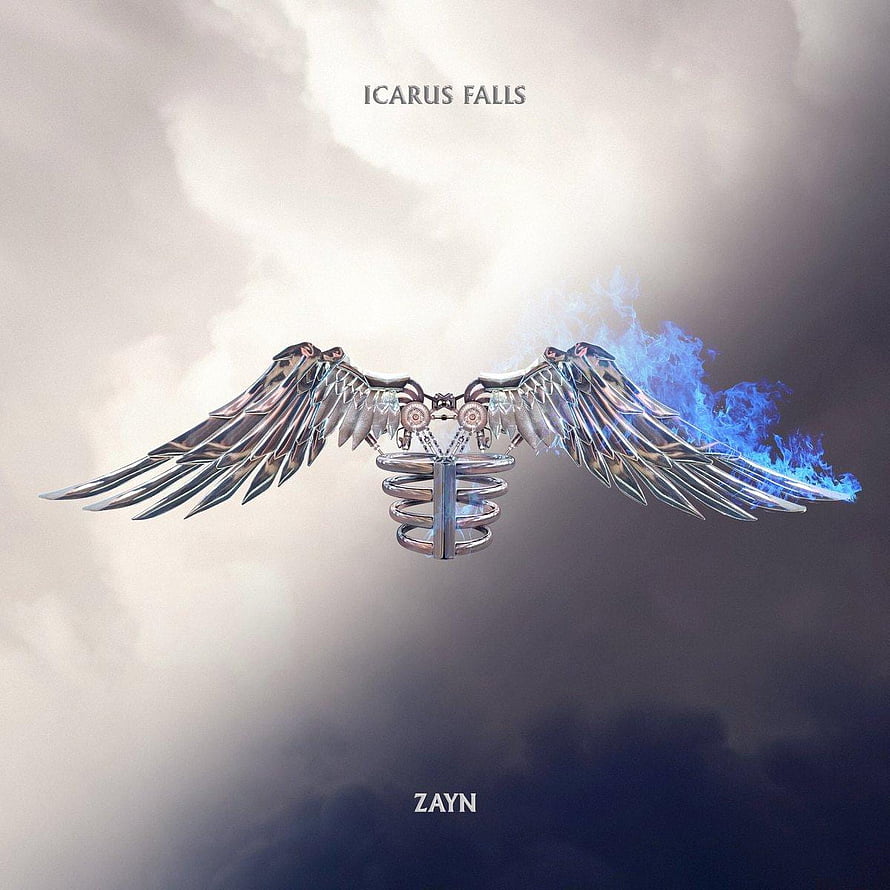 Zayn Icarus Falls Album Artwork with Mechanical Wings and Blue Flame HD phone wallpaper