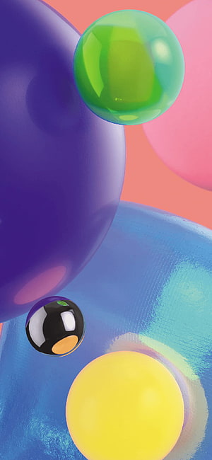 Vibrant 3D Abstract Spheres and Glossy Orbs on Pastel Background HD phone wallpaper