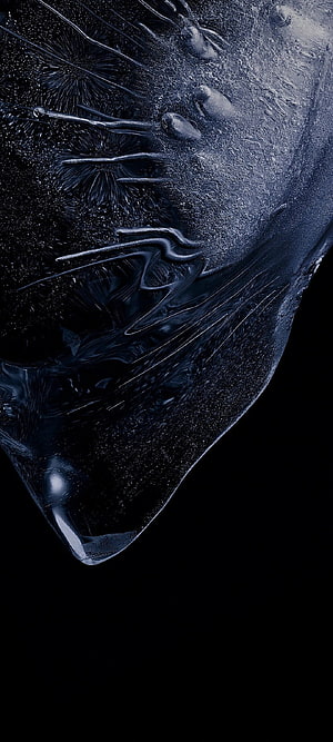 Dark Abstract Liquid Texture with Metallic Ripples and Deep Blue Tones HD phone wallpaper