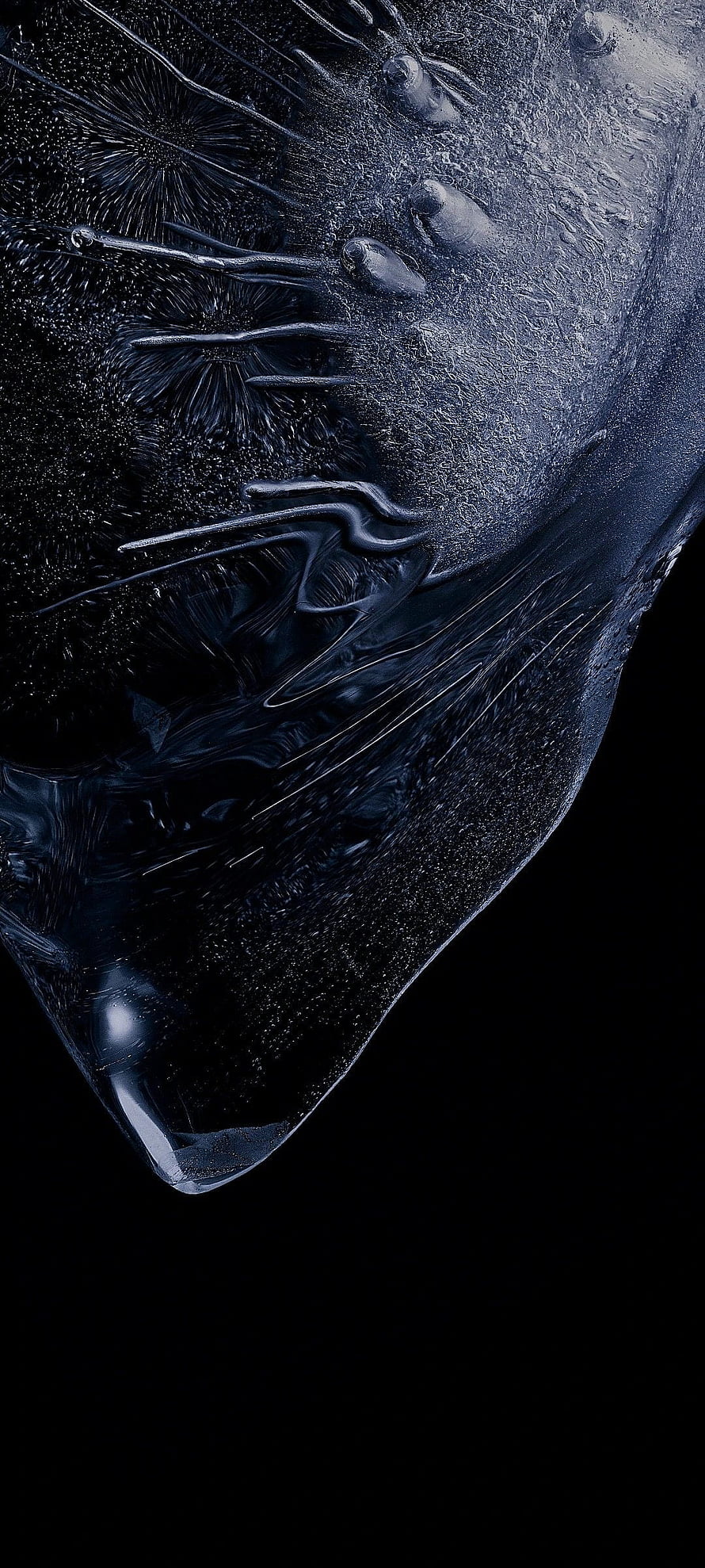 Dark Abstract Liquid Texture with Metallic Ripples and Deep Blue Tones HD phone wallpaper