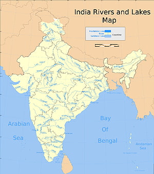 Detailed Map of India Rivers and Lakes with Major Waterways and Coastlines HD phone wallpaper