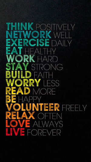 Motivational Typography Poster With Colorful Gradient Text On Black Background HD phone wallpaper