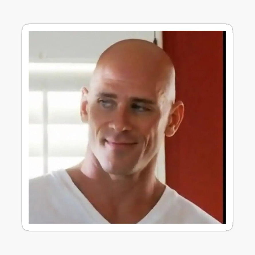 Bald Man Smirking in White T-Shirt Portrait, Johnny Sins is smiling, kissa sins HD phone wallpaper