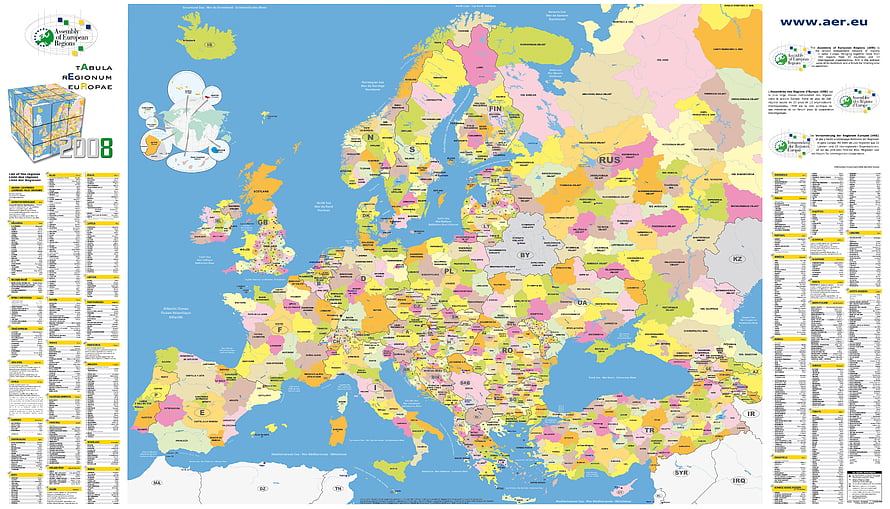 Tabula Regionum Europae 2008 Detailed Political Map of European Regions and Countries HD wallpaper