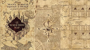 The Marauder's Map Hogwarts Castle Vintage Fantasy Illustration HD wallpaper