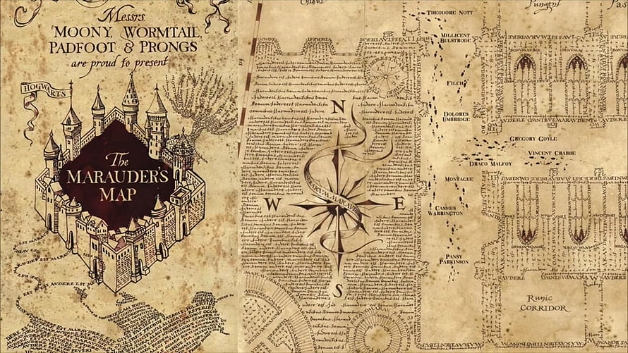 The Marauder's Map Hogwarts Castle Vintage Fantasy Illustration HD wallpaper