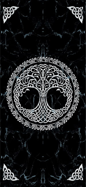 Yggdrasil Celtic Knotwork Tree of Life on Black Marble Background HD phone wallpaper