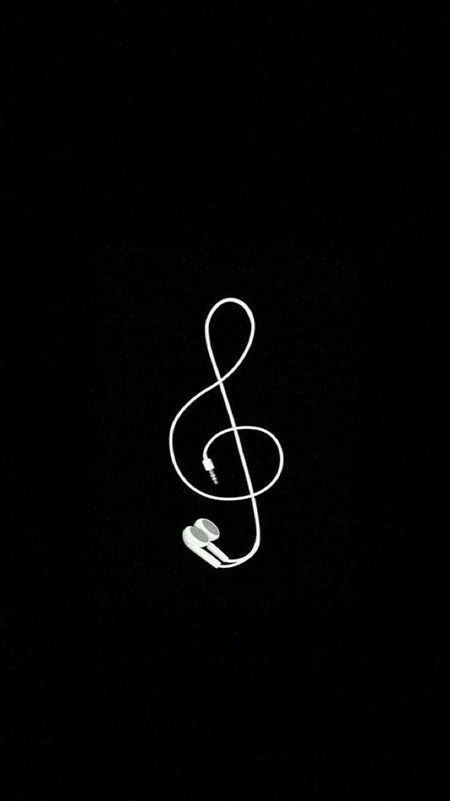 Minimalist Earphones Forming a Treble Clef on Black Background HD phone wallpaper