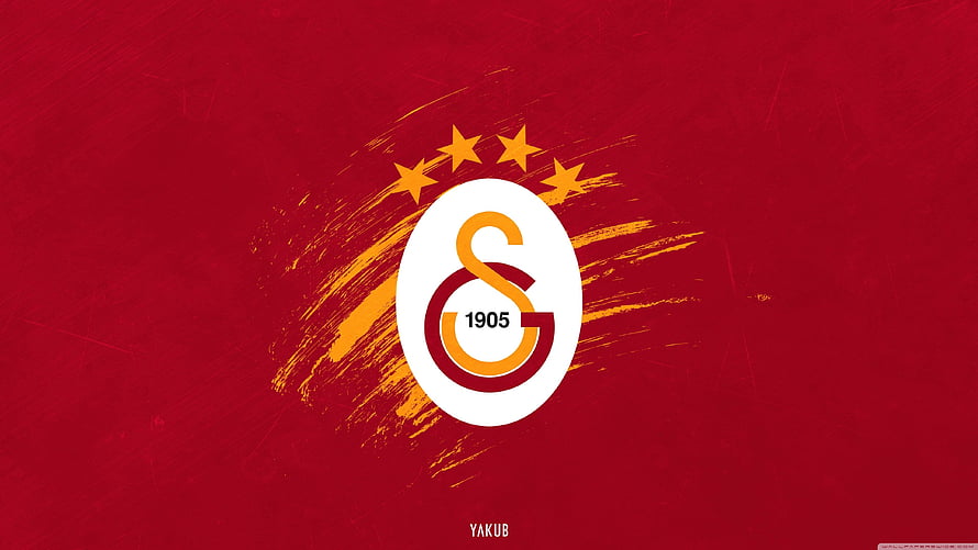 Galatasaray 1905 Club Crest with Golden Stars on Textured Red Background HD wallpaper