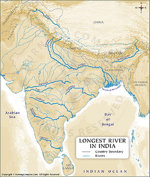 Detailed Map of Major River Systems and Longest Rivers Across the Indian Subcontinent HD phone wallpaper