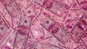 Pink Glittery Dollar Bills Money Background HD wallpaper