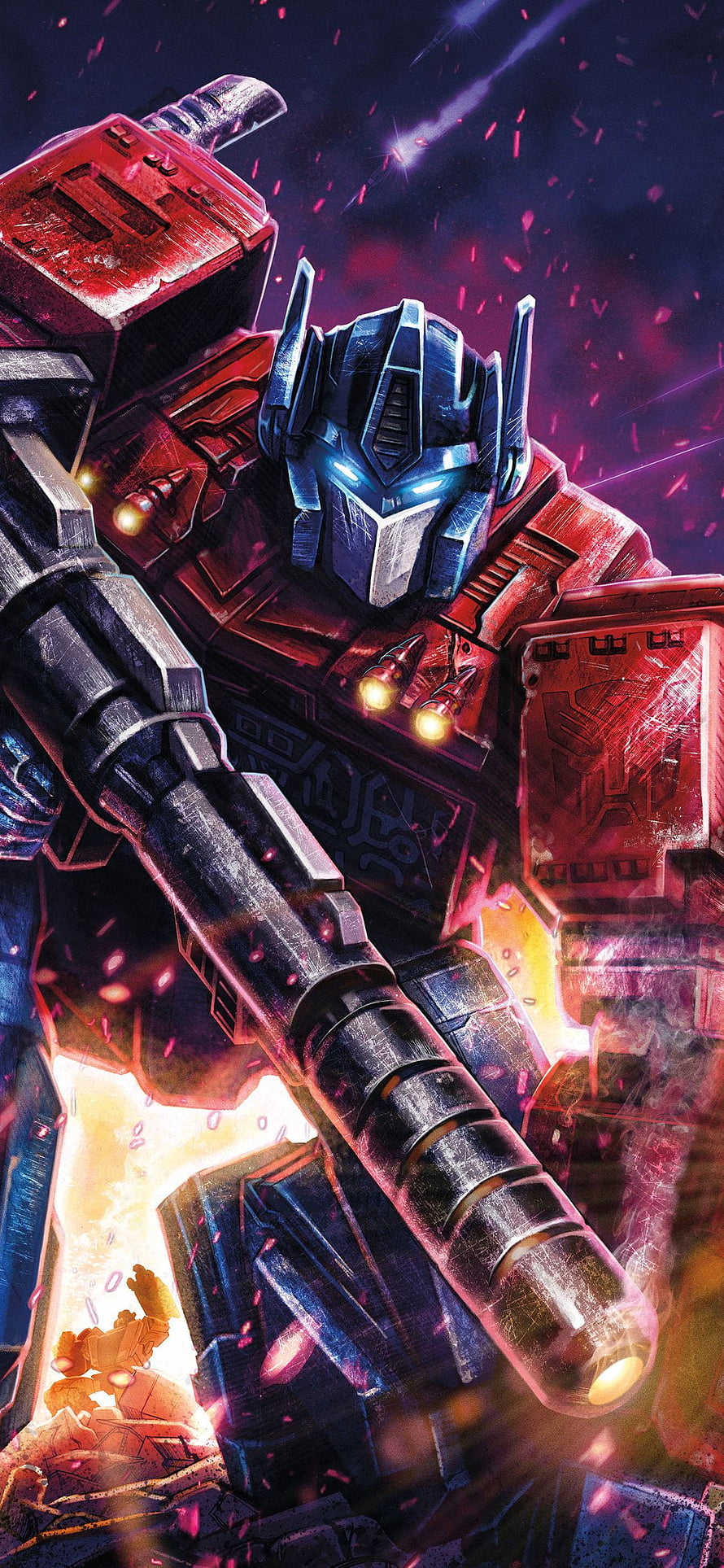 Optimus Prime Transformers Battle Scene Artwork HD phone wallpaper