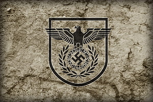 Historical German Imperial Eagle Emblem on Weathered Concrete Wall, nazi inbound, ss nazi HD wallpaper
