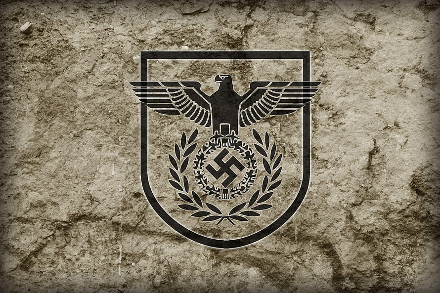 Historical German Imperial Eagle Emblem on Weathered Concrete Wall, nazi inbound, ss nazi HD wallpaper