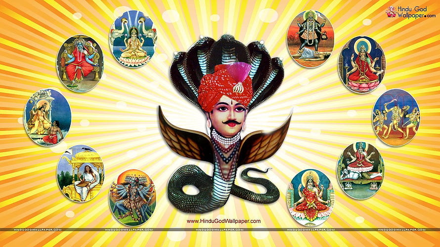 Lord Shiva Nataraja and Hindu Deities on Radiant Yellow Sunburst Background HD wallpaper