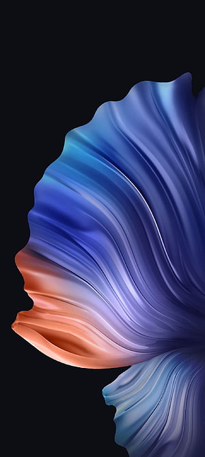 Abstract Blue and Orange Flowing Silk Fabric Waves on Black Background HD phone wallpaper