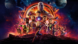 Avengers Infinity War Official Movie Poster Featuring Thanos And The Avengers Team In Space HD wallpaper