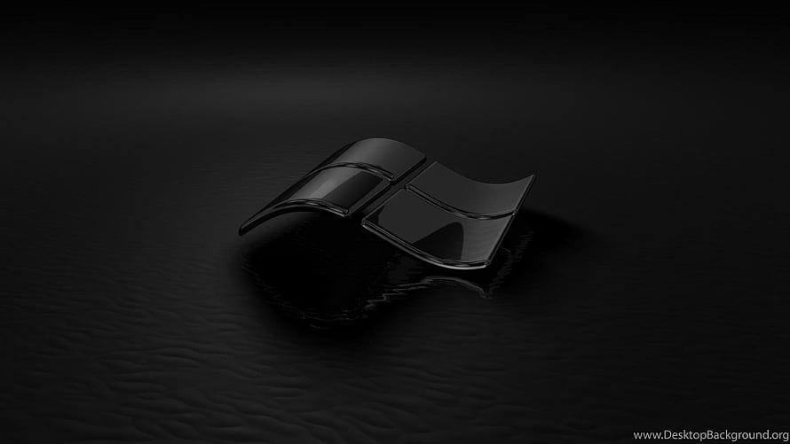 Glossy Black Windows Logo on Dark Textured Surface HD wallpaper