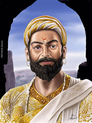 Portrait of Chhatrapati Shivaji Maharaj Wearing Traditional Turban and Royal Attire HD phone wallpaper