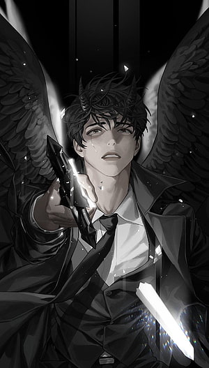 Omniscient Reader's Viewpoint Dark Angel Character with Black Wings and Broken Sword HD phone wallpaper