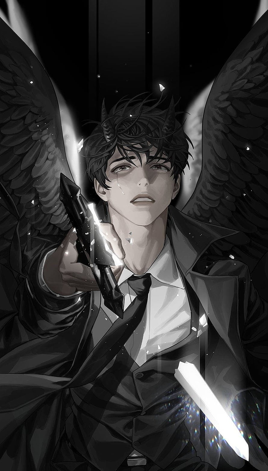 Omniscient Reader's Viewpoint Dark Angel Character with Black Wings and Broken Sword HD phone wallpaper